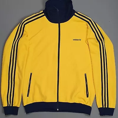 Adidas Men's XL Beckenbauer Tracksuit Jacket Track Top Retro Yellow Blue • $74.60