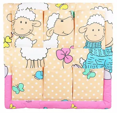 COT TIDY ORGANISER BED NURSERY HANGING STORAGE 6 POCKETS Sheep Ecru • £9.99