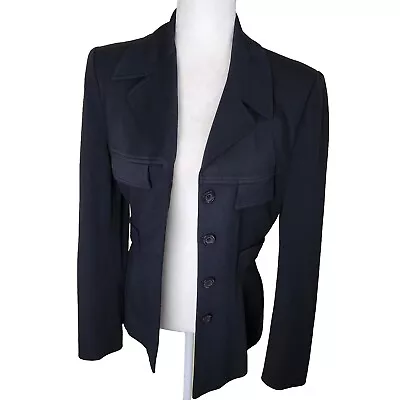 Vertigo Pour La Ville Paris Black Blazer Jacket Size Medium Classic Preppy EUC • $35
