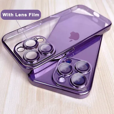 £4.86 • Buy Clear Plating Lens Case For IPhone 14 13 12 11 Pro Max 7 8 Plus XR XS MAX Cover