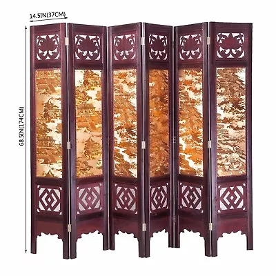 Vintage Oriental Style 6 Panels Screen Room Divider FUR5008 • $227.10