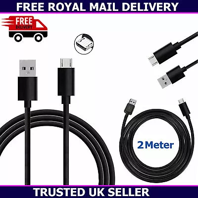 2 Meter Long Micro-USB Data Sync Cable Charger Lead For All Mobile Phone Tablet • £2.95