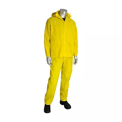 Heavy Duty Yellow Rain Suit 3pc–Waterproof Slicker - Size 3XL • $29.99