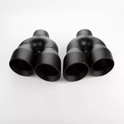 Matte Black Quad 4  Out Exhaust Tips 3  In Staggered Angle Cut Stainless Steel • $354.16