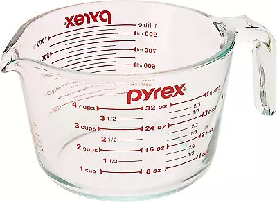 (32 Oz) Measuring 4 Cup Glass Clear Red • $23.74