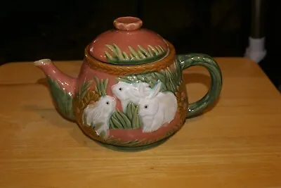 Classic 1994 Majolica White Rabbit Tea Pot By Henriksen - Signed Vintage Tea Pot • $25