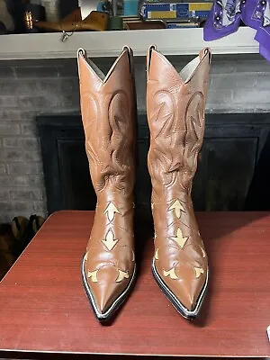 Bilbo 9.5 D Brown Inlay Men’s Custom Handmade Cowboy Western Boots • $125