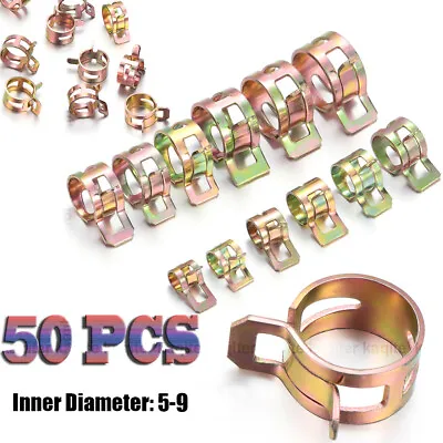 50Pcs Stainless Steel Spring Clips For Fuel Pipe Water Hose Tube Clamp Fastener • $7.47