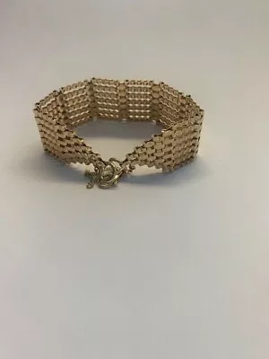 £934 • Buy 9ct Yellow Gold 7 Bar Gate Bracelet with Safety Chain 22.24g