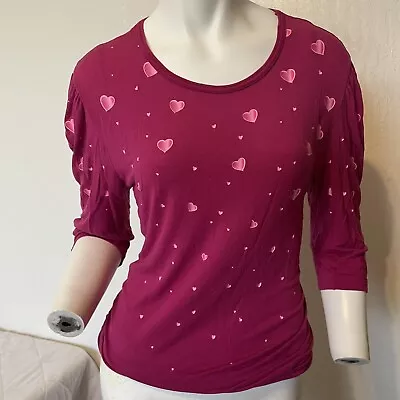 Vtg Victoria’s Secret Top 3/4 Sleeves Size M Hearts Cool Buttons Rare Pre Loved • $7