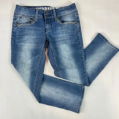 $19.99 • Buy Hydraulic Womens Jeans 7/8 Blue Lola Curvy Crop Capri Stretch Med Wash Whiskers