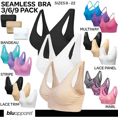 3 Pack Seamless Comfort Bras Everyday Bra Non Padded Non Wired Stretch Plus Size • £7.99