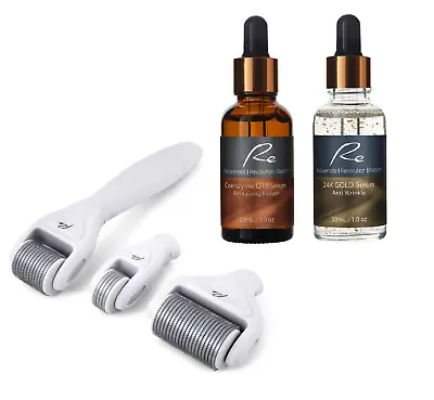 $89.95 • Buy Micro-Needle Face And Body Derma Roller Set With Coenzyme Q10 + 24K Gold Serums