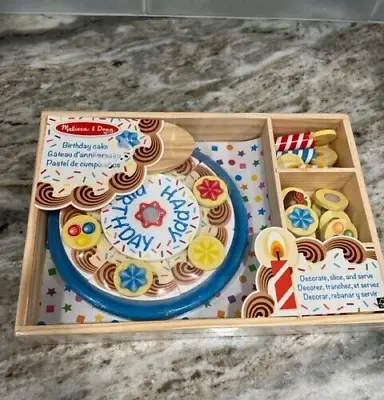 Melissa & Doug Birthday Party Pretend Play Cake Wooden Food And Toppings NEW • $16