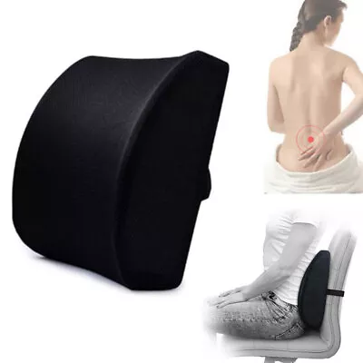 Car Office Memory Foam Lumbar Back Support Cushion Waist Pillow Chair Seat Pad • £8.99