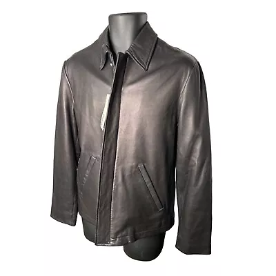 NWT NEW Perry Ellis Genuine Lamb Leather Jacket Mens SMALL Black • $115