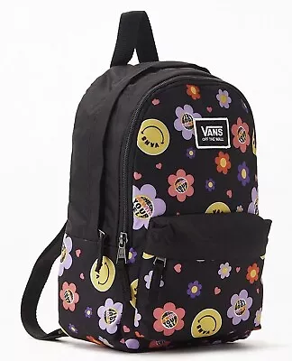 Brand New Vans Bounds Backpack Black Dubarry Smiley Face Flowers • $29.95