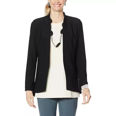 WynneLayers Luxe Crepe Collarless Blazer Black Size Small MarlaWynne • £26.99