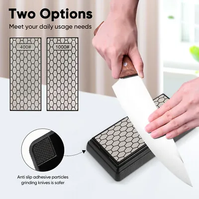 Double Sided Sharpening Stone Diamond Grind Kitchen Knife Sharpener Whetstone AU • $16.99