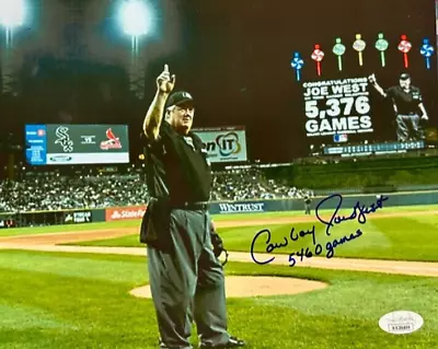 Cowboy Joe West Autographed 8x10 Photo MLB Umpire W/ 5460 Games Insc + • $39.99