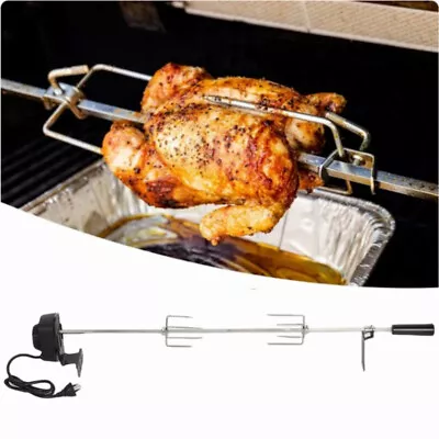 Universal Automatic Rotisserie W/ Electric Motor BBQ Bracket Spit Rod Meat Fork • $84.13