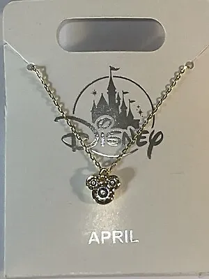 Disney Parks Mickey Mouse Swarovski Birthstone Necklace Gold Color APRIL New • $19.95