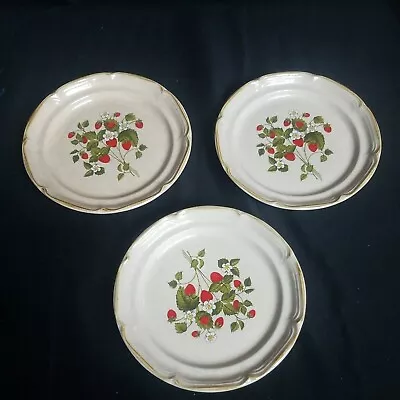 3 Vintage Sunmarc La Fraise Strawberry Endura Collection Salad Plates 8  Japan • $24.99