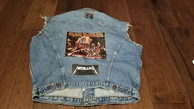 Vintage Men's Levis Denim Cut Off Vest Iron Maiden Large Metallica 75525-0412 L • $239.34