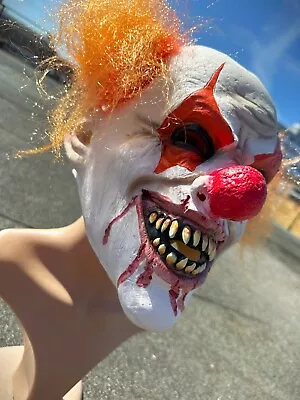 Scary Clown Mask Halloween Horror Cosplay Fancy Dress Costume Face Mask Latex • £14.99