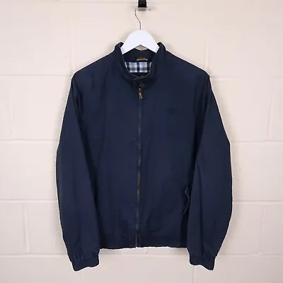 HENRI LLOYD Bomber Jacket Mens L Large Check Lined Windbreaker Sailing Zip Navy • £17.43