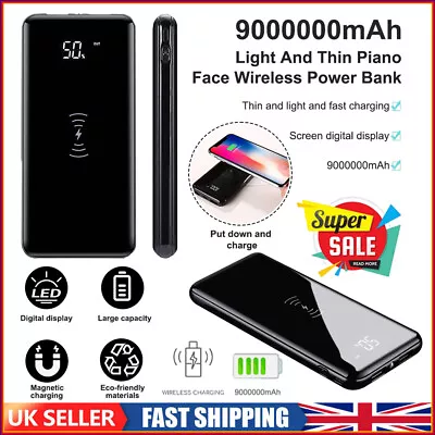 Wireless Charger 1000000mAh Power Bank Fast Charging External Battery Pack 2USB • £12.50