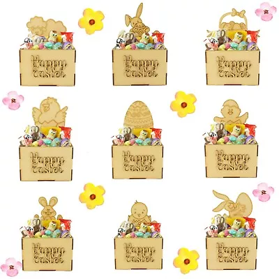 Childrens Easter Hamper Chocolate Eggs Sweet Treat Box Wooden Craft Gift • £5.99