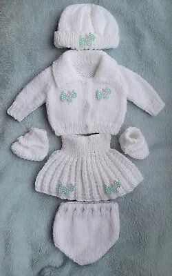 £9.99 • Buy Hand Knitted Dolls Clothes Set. To Fit Reborn Baby Girl Doll.  12  - 14 .  New