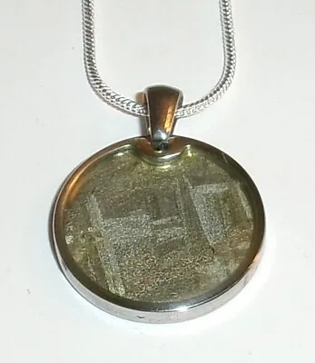 Meteorite Pendant & 20 Inch Silver Chain Necklace - Real Muonionalusta Meteorite • $34.99