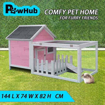 Wooden Chicken Coop Rabbit Hutch With Run And Patio Pink • $159