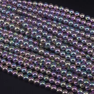 Angel Aura Hematite Gemstones Round Beads 2mm 3mm 4mm 6mm 8mm 9mm 10mm 12mm 16  • £2.71