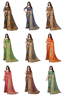 £11.87 • Buy Saree Sari Indian Pakistani Wedding Designer Bollywood Party Wear Saree Blouse