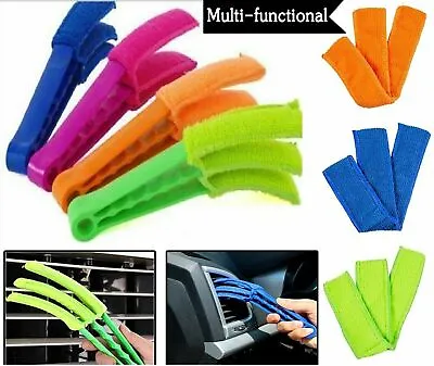 Venetian Blind Cleaner Duster Microfibre Brush Handle 3 Pronged Washable Home • £3.49