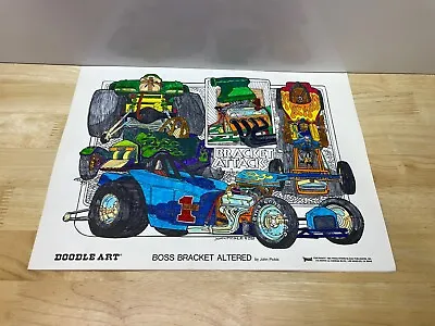 Vintage Doodle Art Coloring Poster Boss Bracket Altered Cars 11x15 1982 • $24.99