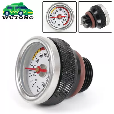 M20x1.5 Oil Temp Temperature Gauge Filler Cap For Motorcycle 0-200 Celsius Black • $15.99