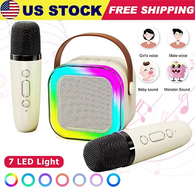 Portable Mini Karaoke Machine For Kids Bluetooth Speaker W/ 2 Wireless Micphone • $18.21