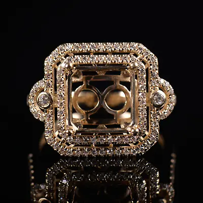 Custom Vintage 14K Yellow Gold Natural Diamond Emerald Cut 9x9mm Ring Semi Mount • $635