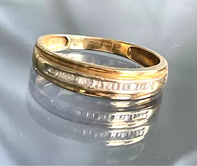 Mens 14k Yellow Gold  And Diamond Wedding Band Ring Size 11 • $290