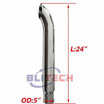6  OD To 5  OD Chrome Curved Exhaust Stack Pipe 24 Inch Long 24” Length Tube • $119.90
