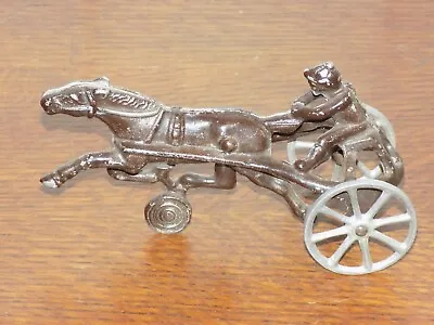 Vintage Cast Metal Jockey And Sulkey Horse • $45