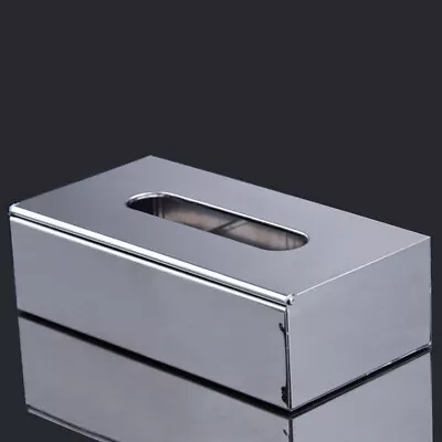 Stainless Steel Tissue Box Napkin Holder Dispenser Case Bathroom Kitchen Toilet • £20.87