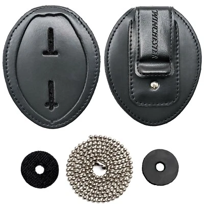 $24.99 • Buy Winchester Police Badge Holder With Chain And Belt Clip, ID Holder, Leather
