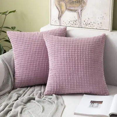 MIULEE Set Of 2 Decorative Corduroy Cushion Covers 20x20 Inches 50cm X 50cm For • £20.56
