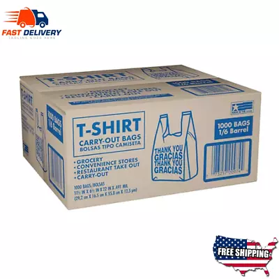 T-Shirt Carry-Out Bags 11.5  X 6.5  X 22  (1000 Ct.) Free Shipping • $27.10