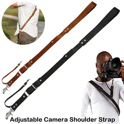 Adjustable Camera Straps For DSLR PU Leather Sling Harness Shoulder Neck Strap • £28.37